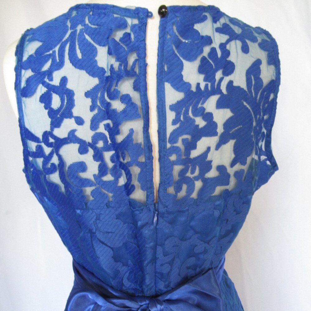 Royal Blue Lace Belted High Low Dress - Picture 7 of 11